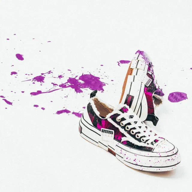 【xVESSEL】吳建豪品牌 男女鞋 解構帆布鞋 潑墨 聯名鞋款 PHANTACi 紫色 破壞流鬚