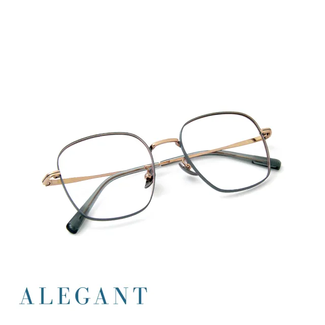 【ALEGANT】英倫時尚輕量鈦皇室質感霧面方框UV400濾藍光眼鏡(抗藍光眼鏡/檢驗合格/鈦金屬眼鏡/新品上架)