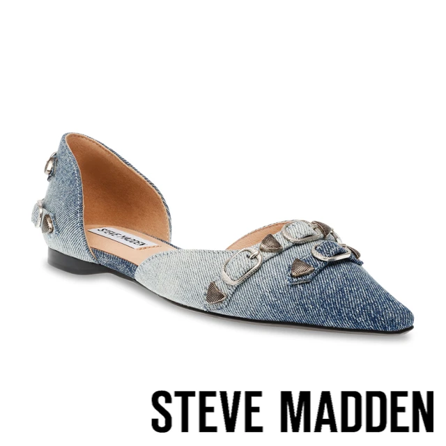 【STEVE MADDEN】DALIA 鉚釘尖頭平底鞋(牛仔藍)