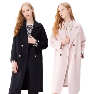 【MYVEGA 麥雪爾】出清品 MA羊毛翻領寬鬆保暖冬季大衣長版外套-共三色(羊毛大衣/長版大衣/長版外套/女外套)