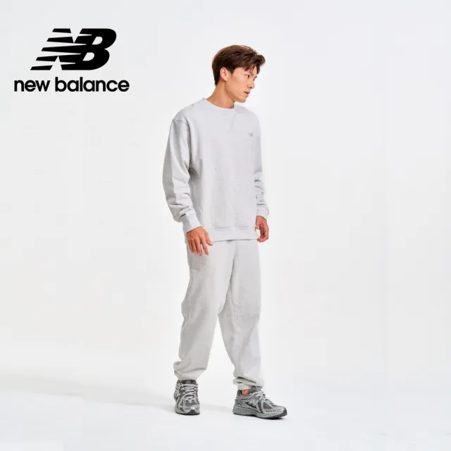 【NEW BALANCE】NB 螺紋拼接棉質大學T/長袖上衣_MT41506AHH_男性_淺灰色(美版)