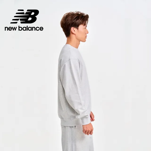 【NEW BALANCE】NB 螺紋拼接棉質長袖上衣_MT41506AHH_男性_淺灰色(美版)