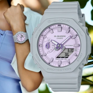 【CASIO 卡西歐】G-SHOCK WOMEN 大地色調 植物設計 八角雙顯腕錶 禮物推薦 畢業禮物(GMA-S2100NC-8A)