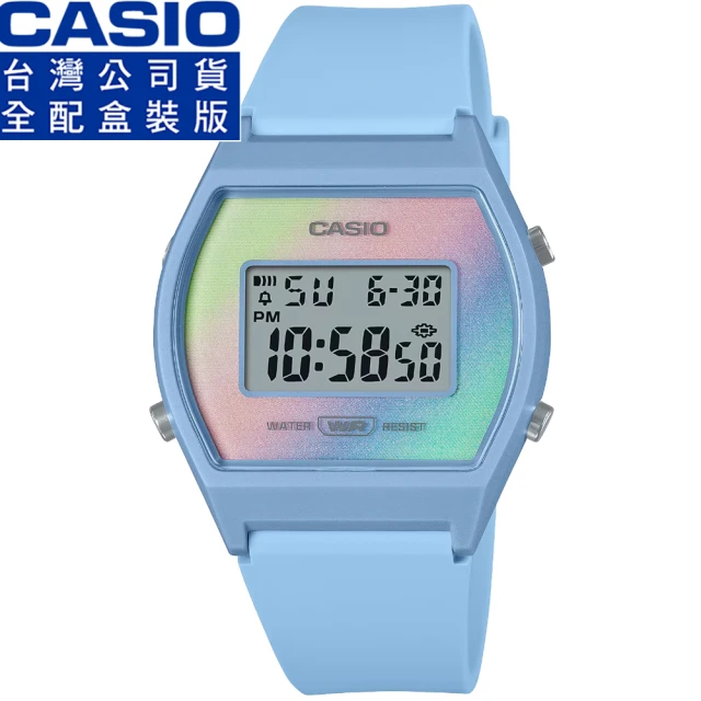 CASIO 卡西歐 卡西歐酒桶型多彩膠帶電子錶-藍色(LW-205H-2A)