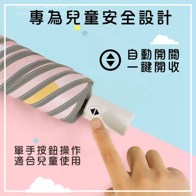 【Pangmama】圓角 防回彈 反光條 兒童雨傘 兒童自動傘(兒童自動摺疊傘)
