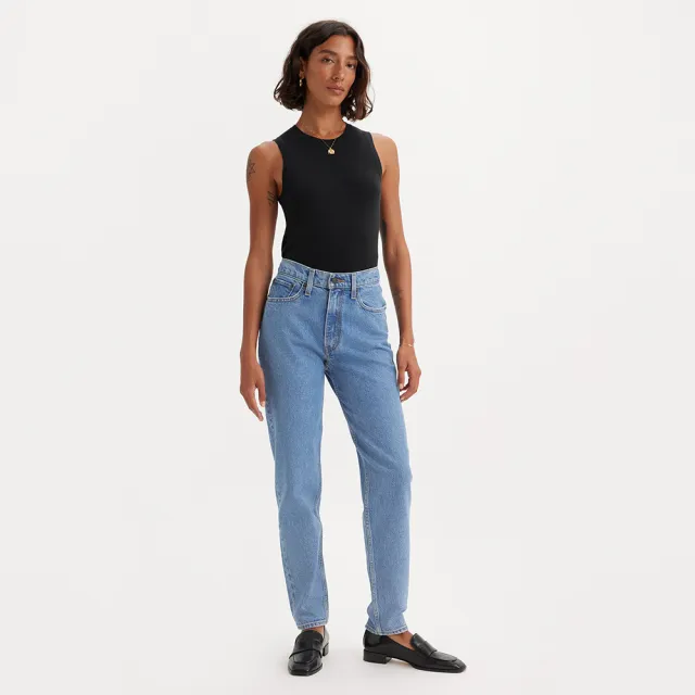 【LEVIS】女 上寬下窄 80年復古高腰寬鬆版牛仔褲/淺藍水洗/及踝款 彈性布料 熱賣單品 A3506-0017