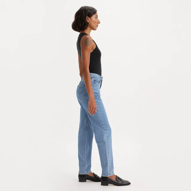 【LEVIS】女 上寬下窄 80年復古高腰寬鬆版牛仔褲/淺藍水洗/及踝款 彈性布料 熱賣單品 A3506-0017
