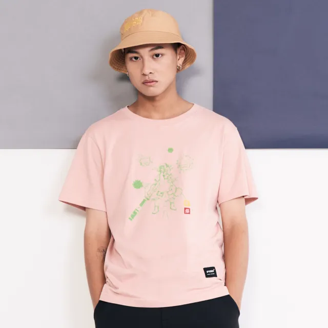 【5th STREET】中性 短袖 短t 上衣 t恤 TEE 防疫 動漫 棉質 粉紅(5A7002)