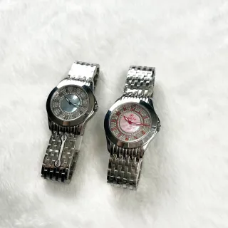 【旺哥嚴選】JL爵儷 彩幻手工鑲嵌真鑽白鋼腕錶 情侶錶