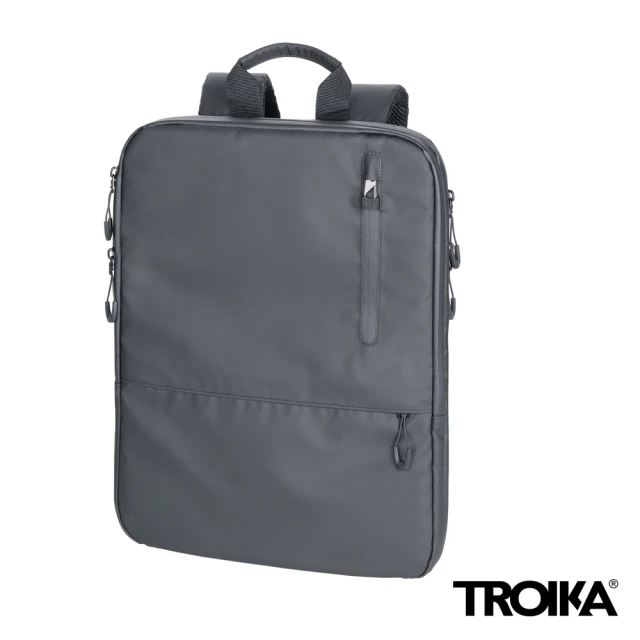 TroikaTroika 城市漫遊 可擴充防水黑色 16”筆電包(16吋筆電包 可擴充到14公升 多夾層)