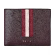 【BALLY】BALLY TEVYE銀字LOGO防刮牛皮條紋設計6卡對折男士短夾(咖啡)