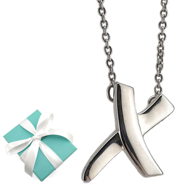 Tiffany&Co. 蒂芙尼 KISS系列-X塗鴉符號墜飾925純銀項鍊