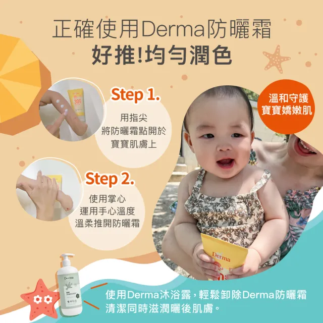 【Derma 丹麥德瑪】寶寶有機防水物理防曬霜旅行號 150ml(嬰幼童防曬)