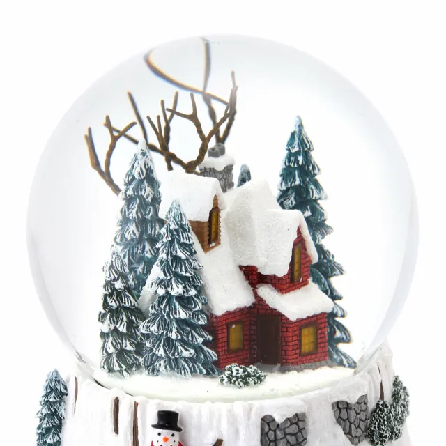 【JARLL 讚爾藝術】溫暖的小屋 水晶球音樂盒 聖誕禮物(生日情人告白 結婚 聖誕禮物 交換禮物 聖誕裝飾)