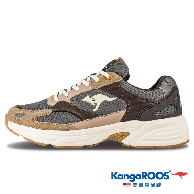 【KangaROOS】男 EXO 2 復古跑鞋 避震支撐 防臭鞋墊(咖-KM41133)