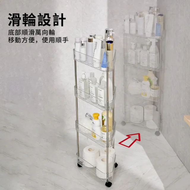 【LZQ】浴室移動落地式置物推車 二層收納置物架 隙縫車 收納推車 隙縫架 層架 落地架 浴室置物架(三角形)