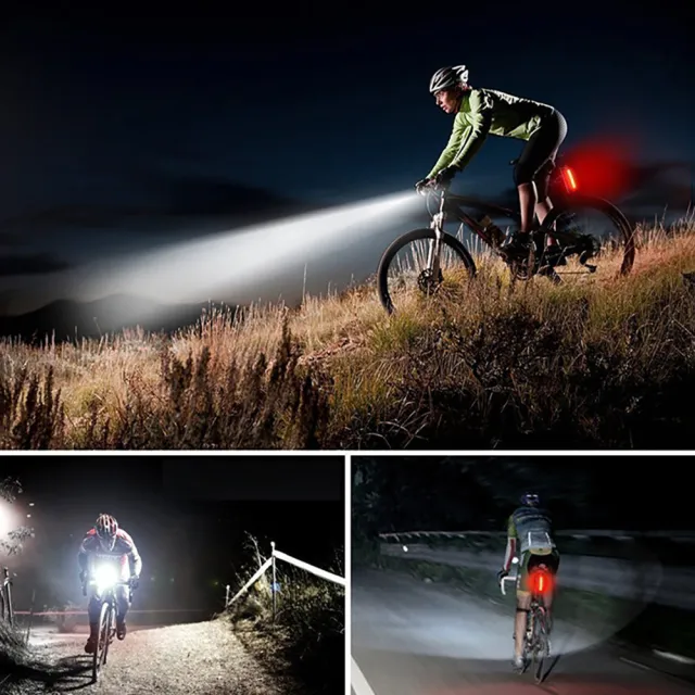【LUYOO】德規LED高亮自行車頭燈+夜騎尾燈套裝(USB充電 防水自行車燈 單車前燈 腳踏車燈 照明燈)