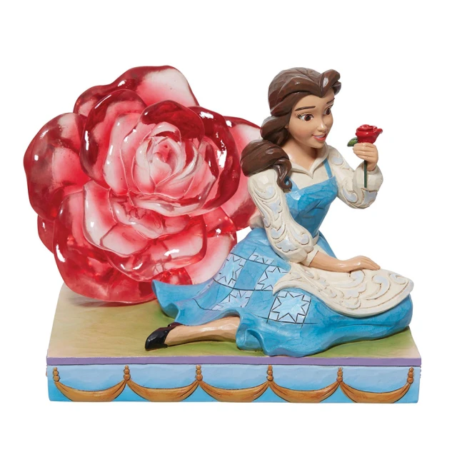 Enesco 精品家飾 Disney 迪士尼 美女與野獸 貝兒身後透明玫瑰居家擺飾(Jim Shore愛木小灣)