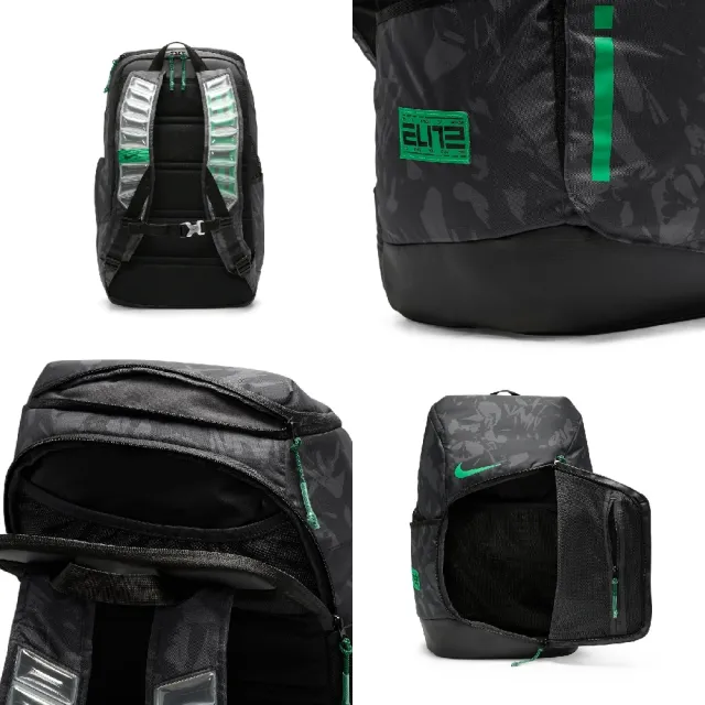 【NIKE 耐吉】後背包 Hoops Elite 男款 黑 綠 大空間 可調式背帶 氣墊 籃球 雙肩包 背包(FN0943-010)