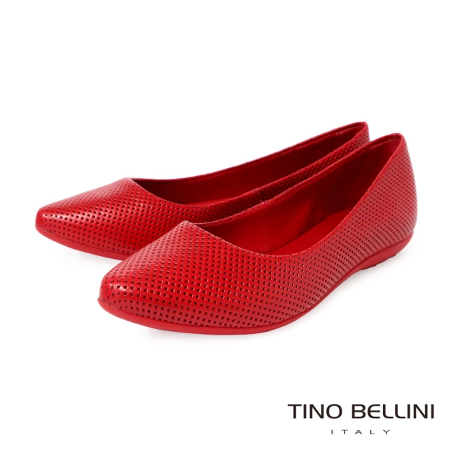 TINO BELLINI 貝里尼 巴西進口尖頭菱格平底鞋FWBV034-2(紅色)