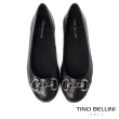 【TINO BELLINI 貝里尼】巴西進口金屬鍊飾娃娃鞋FWBT034-1(黑色)