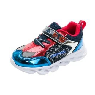 【Marvel 漫威】正版童鞋 蜘蛛人 輕量電燈運動鞋/透氣 排汗 輕量 藍紅(MNKX35276)