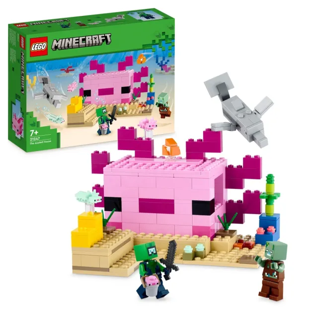 【LEGO 樂高】Minecraft 21247 The Axolotl House(可愛六角恐龍屋 麥塊)