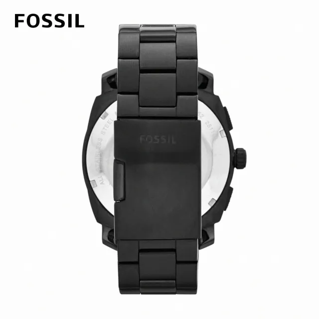 【FOSSIL 官方旗艦館】Machine 三眼賽車風格黑色指針男錶 黑色不鏽鋼鍊帶 手錶 45MM FS4552IE