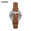 【FOSSIL 官方旗艦館】Jacqueline 雙圈經典簡約指針女錶 咖啡色真皮錶帶 手錶 36MM ES5090