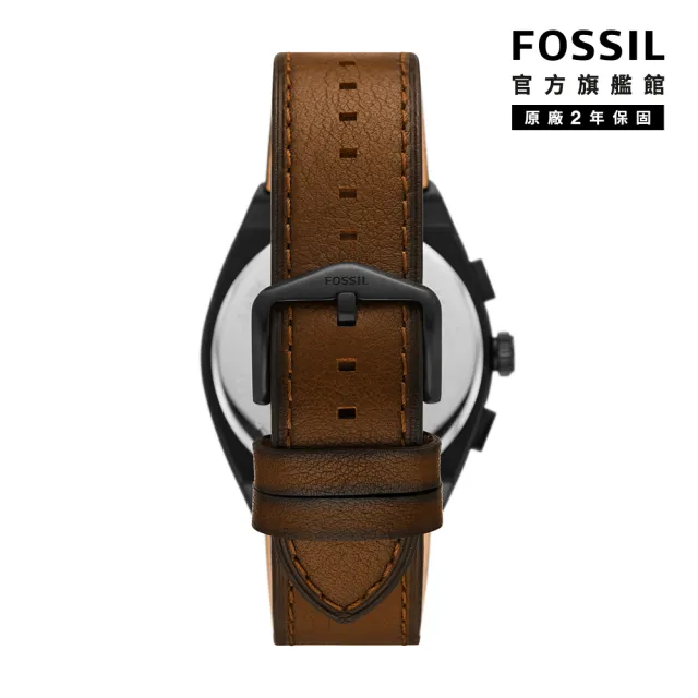 【FOSSIL 官方旗艦館】Everett 質紋沉穩雅仕三眼指針手錶 棕色真皮錶帶 42MM FS5798