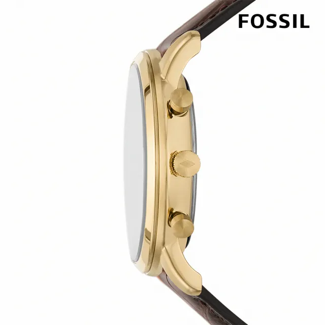 【FOSSIL 官方旗艦館】Minimalist 流金歲月計時指針手錶 咖啡色環保製程皮革錶帶 42MM FS5942