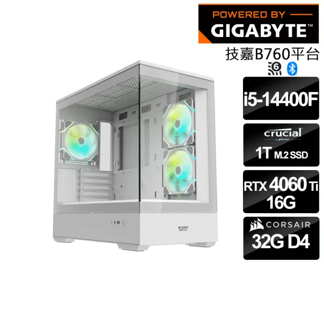 【技嘉平台】i5 十核 GeForce RTX 4060Ti {碎星勇者} 空冷 電競電腦(i5-13400F/B760/32G/1TB SSD)
