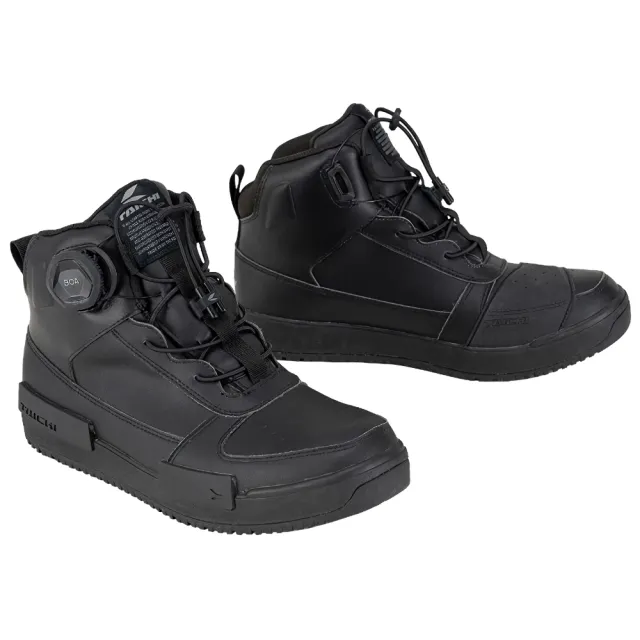 【RS TAICHI】RSS014 防水透氣休閒車靴 免綁鞋帶 黑白色區