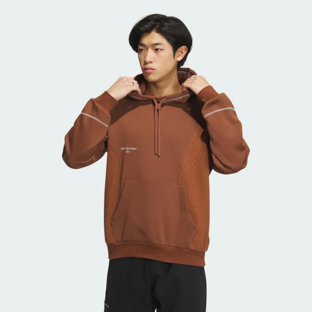 adidas 愛迪達 上衣 男款 長袖上衣 帽T 運動 亞規 ST FL HOODIE 咖啡 IQ1365(S2237)