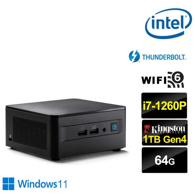 Intel 英特爾Intel 英特爾 NUC平台i7十二核{光影潛將IIW} Win11迷你電腦(i7-1260P/64G/1TB M.2)