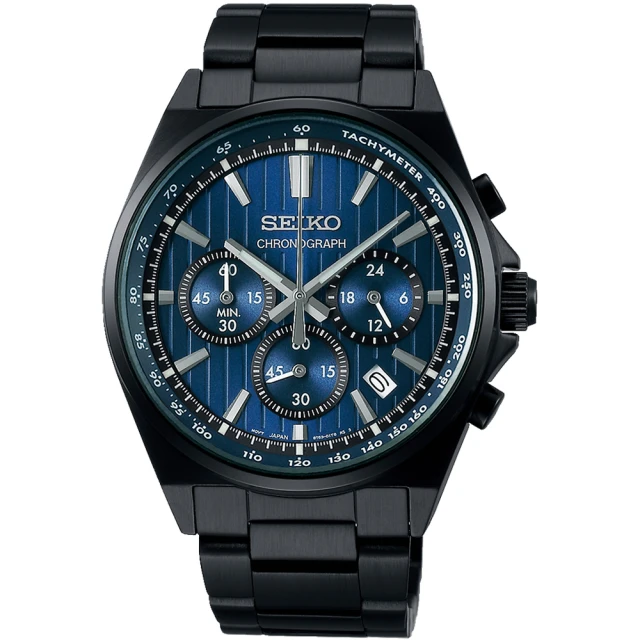 SEIKO 精工SEIKO 精工 CS系列 條紋設計賽車三眼計時手錶-41mm 聖誕禮物(SBTR035J/8T63-01T0U)