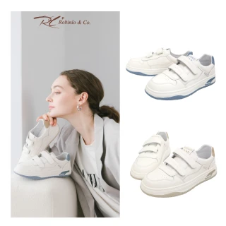 【Robinlo】舒適可愛真皮小白鞋休閒鞋NYDIA(燕麥奶/天空藍)