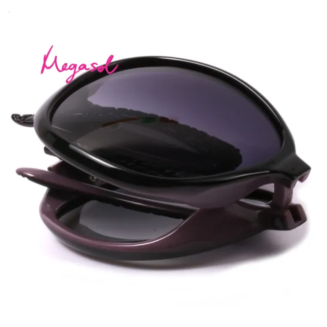 【MEGASOL】寶麗萊UV400摺疊偏光太陽眼鏡(設計師晶鑽款MS4126Z-4色任選)