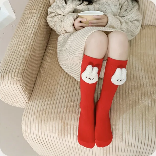 【安朵童舖】現貨韓版女童薄款小熊長筒襪兒童毛絨小熊襪長筒襪襪子童裝(121靠窗橘箱)