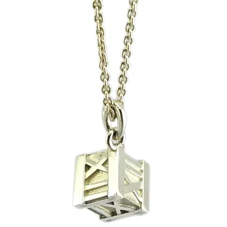 【Tiffany&Co. 蒂芙尼】羅馬刻字立體方形墜飾925純銀項鍊