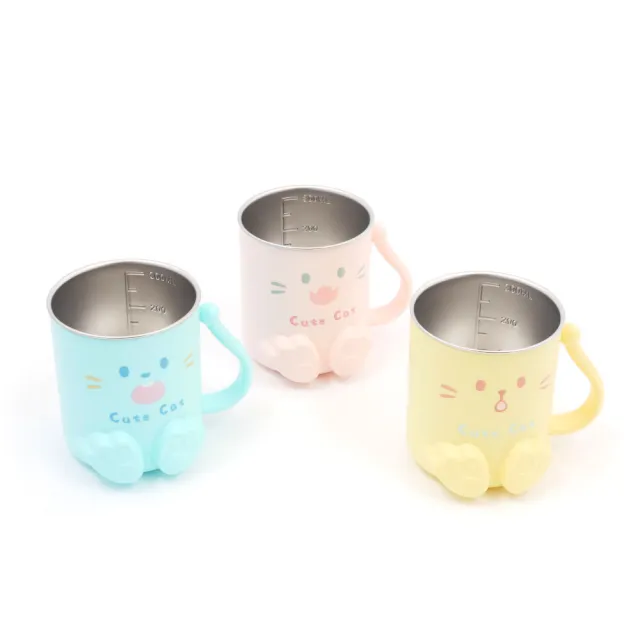 【TRENY】兒童雙層不鏽鋼水杯漱口杯-貓咪