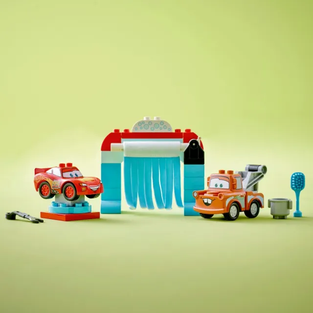 【LEGO 樂高】得寶系列 10996 Lightning McQueen & Mater’s Car Wash Fun(閃電麥坤玩具 幼兒積木)