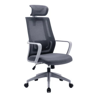 【YOKA 佑客家具】Q3 高背辦公網椅-灰白-免組裝(辦公椅 主管椅 電腦椅)