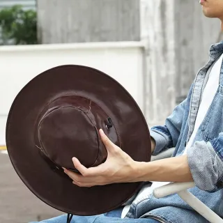 【KT DADA】包包 西部牛仔帽 大沿帽 遮陽帽 男牛仔帽真皮 禮物 復古帽 英倫帽 派對裝扮 牛