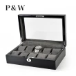 【P&W】名錶收藏盒 10支裝 木質 鋼琴烤漆 玻璃鏡面 手工精品錶盒(大錶適用 手錶收納盒 帶鎖)