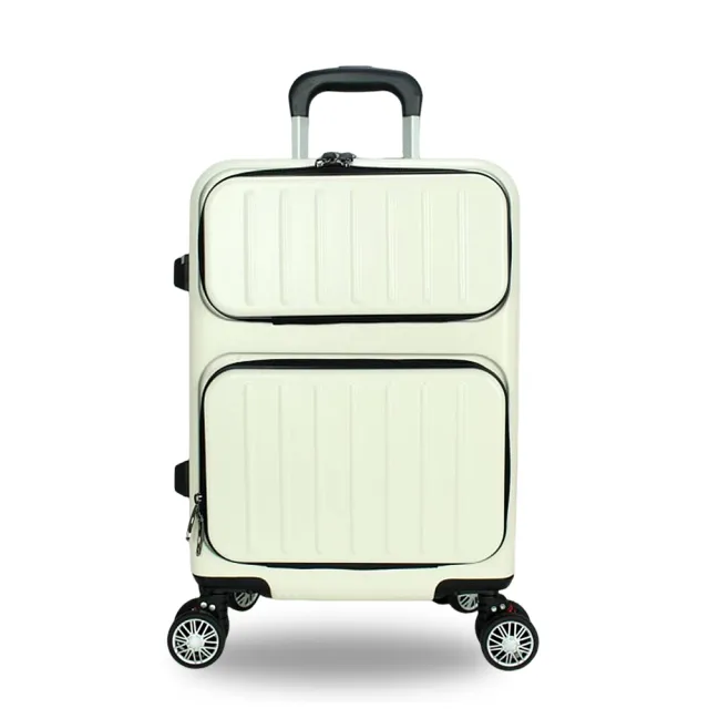 【DF travel】雙前開系列USB充電TSA海關密碼鎖20吋附杯架旅行登機行李箱 - 共3色