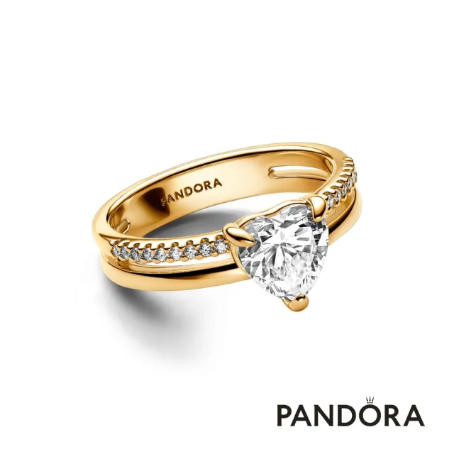 【Pandora 官方直營】雙層愛心戒指