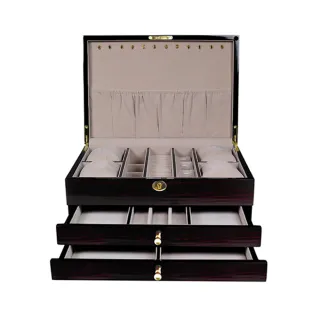 【P&W】珠寶收藏盒 木質鋼琴烤漆 手工精品 首飾盒 收納盒 帶鎖(飾品盒 飾品收納櫃 珠寶箱)