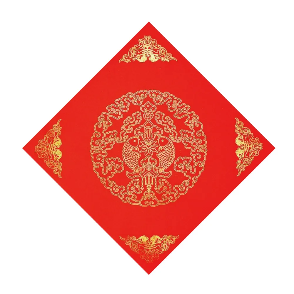 WARM DAY LIFE】1包20入萬年紅福字方斗空白春聯紙23x23 燙金設計手工宣紙(年年有餘龍鳳呈祥書法) - momo購物網-  好評推薦-2026年1月