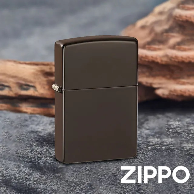 【Zippo官方直營】棕色亮漆-素面-防風打火機(美國防風打火機)